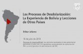 Los Procesos de Desdolarización: La Experiencia de Bolivia ... · de dolarizacion en depositos en el sistema financiero 5 10 15 20 25 30 2005 2010 Rusia 5 10 15 20 25 1995 2000 Polonia