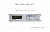 AE-966 / AE-967 manual · Los analizadores de espectros AE-966/967 cubren la banda de frecuencias de 9 KHz a 3 GHz y permiten una operación estable con un span de 2 KHz a 3 GHz.
