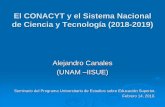 El CONACYT y el Sistema Nacional de Ciencia y Tecnología ... · El CONACYT y el Sistema Nacional de Ciencia y Tecnología (2018-2019) Alejandro Canales (UNAM –IISUE) Seminario