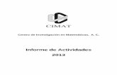 Informe de Actividades 2013 - CIMAT...Informe de Actividades 2013 CONTENIDO 1. INFRAESTRUCTURA HUMANA 05 1.1 INVESTIGADORES Y TÉCNICOS ACADÉMICOS 05 2. PUBLICACIONES 11 2.1 ARTÍCULOS