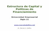 Estructura de Capital y Políticas de Financiamientomarcelodelfino.net/files/Parte_III2.pdf · Fuentes de financiamiento empresas País Deuda externa Emisión de Acciones Bonos internos
