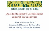 Accidentalidad y Enfermedad Laboral en Colombia · Accidentalidad y Enfermedad Laboral en Colombia Mauricio Torres-Tovar Universidad Nacional de Colombia Red de Salud y Trabajo de