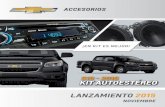 LANZAMIENTO 2015 - accesoriosgm.com.mxKit de autoestéreo con logo Chevrolet y reproducción CD, USB, MP3, WMA y RDS. Interface integrada Bluetooth® (HFP, HSP, A2DP, AVRCP), micrófono