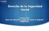 Derecho de la Seguridad Social - UNID · Base de cotización y pago de cuotas al régimen obligatorio . Contextualización En esta Semana estudiaremos la base de cotización y pago