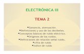 ELECTRÓNICA III TEMA 2 · Ruido correlacionado: tiene relación directa con la señal, es producido por amplificaciones no lineales de la señal. Incluye armónicos y distorsión