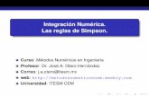 Integración Numérica. Las reglas de Simpson. · 2018-09-10 · beamer-tu-logo Objetivo Introduccion´ Regla de Simpson 1=3 Regla de Simpson 3=8 Programas MATLAB Reglas de Simpson