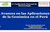 Avances en las Aplicaciones de la Gen ómica en el Perú · 2009-05-16 · 1ra Conferencia Nacional de Biotecnología LOGO CIENCIAS Luis J.C. Destefano Beltrán, Ph.D. ldestefano@upch.edu.pe