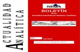 BOLETÍN A - SEQA · 2019-03-06 · ACTUALIDAD ANALÍTICA Actualidad Analítica Página 2 ÍNDICE 2 EDITORIAL 3 ACTUALIDAD: Carta de la Sra. Presidenta a los socios 4 1ª Circular