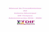 Manual de Procedimientos del Sistema Municipal DIF ......El presente Manual de Procedimientos del Sistema Municipal para el Desarrollo Integral de la Familia (SMDIF) Tizayuca, contiene