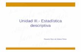 Unidad III.- Estadística descriptiva · Unidad III.- Estadística descriptiva Ricardo Ruiz de Adana Pérez. ... Es sinónimo de probabilidad, y se expresa como proporción (x 100)