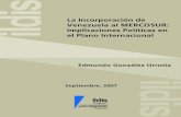 La Incorporación de Venezuela al MERCOSUR: Implicaciones ...library.fes.de/pdf-files/bueros/caracas/05550.pdfSi bien la apuesta por el MERCOSUR adelantada por las autoridades venezolanas