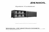 System Container · “Posicionamiento correcto del container (Indicación de alineación de las puertas)”). La estructura entera, desde los lados hasta la cimentación, debe estar