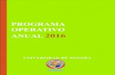 PROGRAMA OPERATIVO ANUAL 2016Presentación El Programa Operativo Anual 2016 (POA) de la Universidad de Sonora, reúne las metas y las actividades relacionadas con ellas, que las dependencias