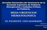 MESA URGENCIAS HEMATOLOGICA · MESA URGENCIAS HEMATOLOGICA EL PACIENTE CON SANGRADO Pablo Pesce Hospital Zonal Esquel UPSJB Jornadas Nacionales del Centenario de la Sociedad Argentina
