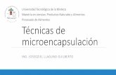 Técnicas de microencapsulación - UTM y p… · Materiales aprobados como recubrimiento: Gelatina, alginato de sodio, Almidón, derivados de celulosa, etc. Coextrusión líquida