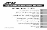 Digital Blood Pressure Monitor Model UA-767PCLimpie el aparato y el brazalete con un paño seco y suave humedecido con agua y jabón neutro. No utilice nunca alcohol, benceno, diluyentes