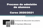 Presentación de PowerPoint · 2020-03-05 · 1. ¿Cómo es el IES El Carmen? Ambiente, en general, bueno o muy bueno. Rendimiento académico del alumnado, en general, bueno. EBAU