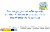Del lenguaje oral al lenguaje escrito. Enfoque proactivo ... · Enfoque proactivo de la enseñanza de la lectura Mª Amparo Cobo (Maestra Ed. Infantil CEIP Juan Paniagua- Málaga)