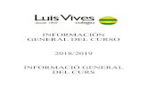 INFORMACIÓN GENERAL DEL CURSO - Luis Vives · HORARI DE VISITES DEL PROFESSORAT CURS 2018/19 ... - Leer mecánicamente frases cortas, adivinanzas, canciones, etc. Escribir - Presentar