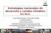 Estrategias nacionales de desarrollo y cambio climático en ALC · seguridad alimenticia y energética, criterios CC en evaluación de proyectos e impactos, modelos climatología,