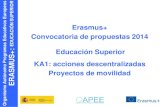 Erasmus+: educación superiorES...Erasmus+ Convocatoria de propuestas 2014 KA1: acciones descentralizadas Proyectos de movilidad . ... el caso de que se soliciten proyectos de 24 meses