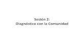 Sesión 2: Diagnóstico con la Comunidad · 2013-10-03 · Trabajo de campo Sesión 2 Diagnóstico con la comunidad Sesión3 Diagnóstico participativo Sesión 4: Identificación