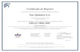 Certificado de Registro Sur Química S.A. … · Vigencia del Certificado: 30-JUN-2019. El anexo sólo es válido junto con el certificado arriba mencionado emitido por NSF-ISR. Página