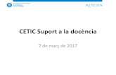 CETIC Suport a la docència · 2017-03-09 · ACABAT (7) Migració ATENEA (Moodle 3.0) Migració de versió Reports 1.0 Millora funcional Moodle Mobile App Millora funcional Instalar