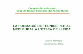 LA FORMACIÓ DE TÈCNICS PER AL MEDI RURAL A L’ETSEA DE …ruralcat.gencat.cat/migracio_resources/637641_etsea.pdf · • Catalogació i virtualització de recursos docents de la