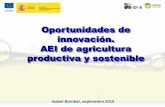 Oportunidades de innovación. AEI de agricultura …POLITICA DE DESARROLLO RURAL (2º PILAR DE LA PAC) Objetivo Acelerar innovación en sector agrario acorde a sus necesidades, para