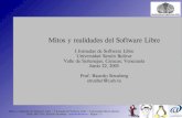 Mitos y realidades del Software Libre · Mitos y realidades del Software Libre – I Jornadas de Software Libre – Universidad Simón Bolivar Junio 2005 Prof. Ricardo Strusberg -
