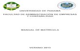 UNIVERSIDAD DE PANAMÁ FACULTAD DE ADMINISTRACIÓN DE ...faeco.up.ac.pa/matricula/manuales/2013/verano/... · con 111 contabilidad i 11140 3 06 1512 , 11/12/2012 horario de grupo: