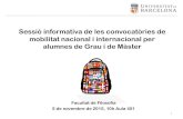 Sessió informativa de les convocatòries de mobilitat …...- Beca Santander Iberoamérica: 3000€ - Ajut UB: 1000 € Total: 0 - 5200 € = 0 – 433 € mensuals MOBILITAT INTERNACIONAL