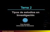 Tema2 Tipos investigacion - USALsimfit.usal.es/gonzalez/diapositivas/Tema2_Tipos_investigacion.pdf · Farmacocinética, Farmacodinamia en órgano aislado, ... 1 2 1 R R NNT-Se analiza