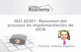 ISO 22301: Resumen del proceso de implementación de GCN › 27001academy › wp-content › ... · ISO 22301: Resumen del proceso de implementación de GCN Ponente: Antonio Segovia