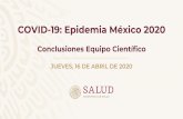 COVID-19: Epidemia México 2020 › cms › uploads › attachment › file › ... · JUEVES, 16 DE ABRIL DE 2020 COVID-19: Epidemia México 2020 Conclusiones Equipo Científico