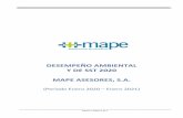 DESEMPEÑO AMBIENTAL Y DE SST 2020 MAPE ASESORES, S.A. · - Principales riesgos en el uso de PVDs y su prevención - Riesgos generales - Incendios y planes de emergencia - Primeros
