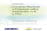Encuesta Nacional a Empresas sobre Innovación, I+D y TICs · En su mayoría, las empresas manufactureras argentinas no han invertido en TICs en el 2004 o lo han hecho sin complementar