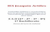 IES Joaquín Artiles€¦ · CONTENIDOS MÍNIMOS PARA LOS CURSOS DE LA ESO Y 1º BACHILLERATO Y PRUEBA EXTRAORDINARIA DE SEPTIEMBRE 2015-2016. CONTENIDOS MÍNIMOS DE CIENCIAS DE LA