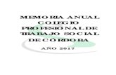 MEMORIA ANUAL COLEGIO PROFESIONAL DE TRABAJO SOCIAL DE … · la memoria de actividades y económica de 2016, presupuesto y actividades para el año 2017, quedando aprobada por mayoría.