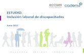 ESTUDIO: Inclusión laboral de discapacitados · 2017-08-22 · VARIABLES SOCIODEMOGRÁFICAS Hombre 50% Mujer 50% 18 –39 años 55% 40 - 74 años 45% C1 20% C2 27% C3-D 53% SEXO