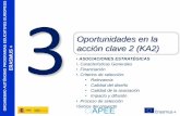 Oportunidades en la acción clave 2 (KA2) ERASMUS · formación, uso de las TIC, reconocimiento y validación de competencias, impacto local, ... 75% de gastos elegibles y hasta un