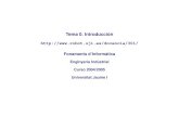 Tema 0. Introducción - Universitat Jaume Ibmartine/tema0.pdf · Tema 0. Introducción – 6 19 PC K6 400 Mhz. HD 4GB RAM 32 MB Trident 4 MB 14” color 50 PC Pentium MMX 133 Mhz.