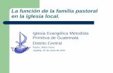 La función de la familia pastoral en la iglesia local....La función de la familia pastoral en la iglesia local. Iglesia Evangélica Metodista Primitiva de Guatemala Distrito Central