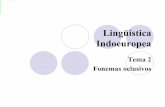 Lingüística Indoeuropea - UM · Definición Fonemas oclusivos Punto de articulación Modo de articulación Sonoro: vibración de cuerdas vocales Sordo: no vibración de cuerdas
