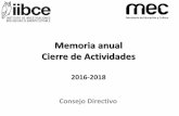 Memoria Anual 2016 - IIBCE Anual 2018.pdf · Colaboración institucional en la difusión y puesta en marcha del Seminario del IIBCE. Creación y actualización permanente de contenidos