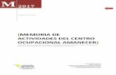 memoria de actividades del centro ocupacional amanecerfundacionamanecer.org.es/wp-content/uploads/2019/07/... · 2019-12-13 · CENTRO OCUPACIONAL “AMANECER” (Centro concertado