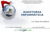 AUDITORIA INFORMÁTICA - cotana.informatica.edu.bocotana.informatica.edu.bo/downloads/MÓDULO II. 2.2... · 1 2.2. Clases de auditoría. 2 Es realizada por un auditor que trabaja