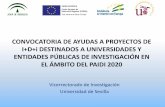 Presentación de PowerPointinvestigacion.us.es/docs/convocatorias/2018/1248/... · Salud (CTS) Ciencias sociales, económicas y jurídicas (SEJ) Humanidades y creación artística