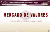 Profesor: CPA Dr. Marco Moncayo González · Los ahorristas suelen colocar sus excedentes de dinero en cuentas, divisas y certificados para cubrir eventuales emergencias, tales como: